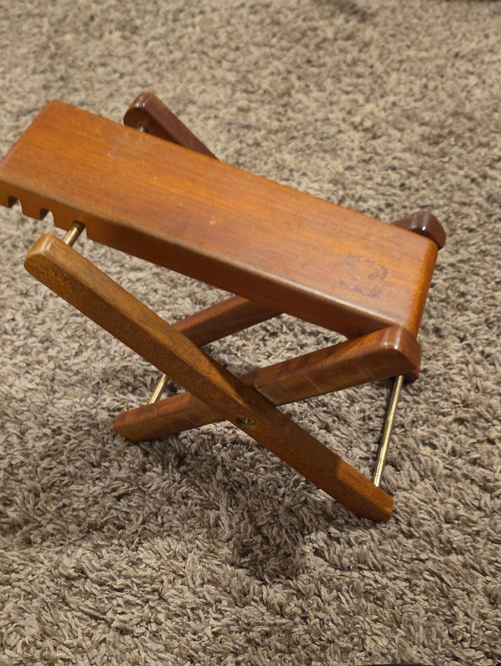 Wooden Folding Foot Stool Guitar Stool in Warm Brown